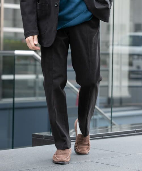 ＊＊URBAN RESEARCH ROSSO / アーバンリサーチ ロッソ その他パンツ | 『セットアップ対応』『XLサイズあり』ピーチツイルストレッチスラックス（BLACK）