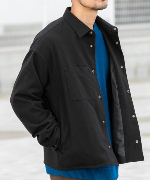 ＊＊URBAN RESEARCH ROSSO / アーバンリサーチ ロッソ ブルゾン | 『WEB限定』ウールライクCPOシャツブルゾン（BLACK）