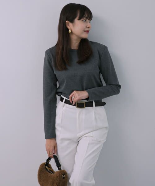 ＊＊URBAN RESEARCH ROSSO / アーバンリサーチ ロッソ Tシャツ | F by ROSSO　肩パットロングスリーブTシャツ（GRAY）