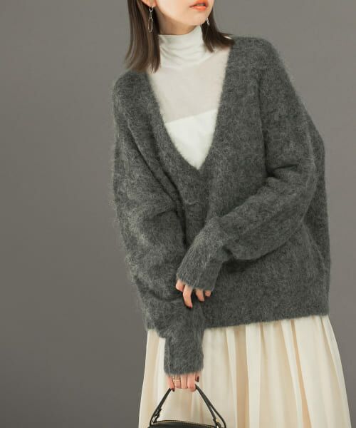 セール】 アルパカ混Vネックヘアリーニット （ニット・セーター