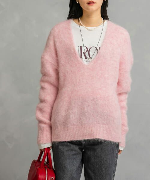 セール】 アルパカ混Vネックヘアリーニット （ニット・セーター