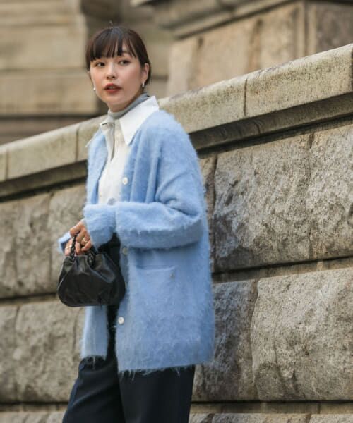 ＊＊URBAN RESEARCH ROSSO / アーバンリサーチ ロッソ カーディガン・ボレロ | F by ROSSO　カラーシャギーミドルカーディガン（BLUE）