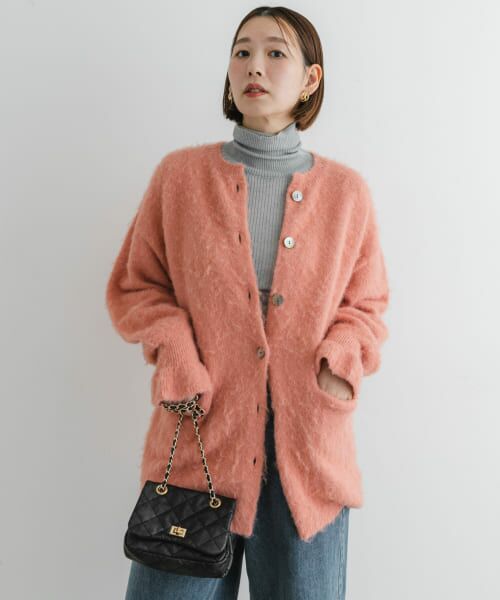 ＊＊URBAN RESEARCH ROSSO / アーバンリサーチ ロッソ カーディガン・ボレロ | F by ROSSO　カラーシャギーミドルカーディガン（PINK）