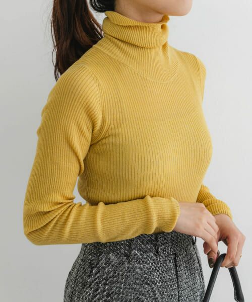＊＊URBAN RESEARCH ROSSO / アーバンリサーチ ロッソ ニット・セーター | F by ROSSO　ウォッシャブルシアーリブタートルニット（YELLOW）
