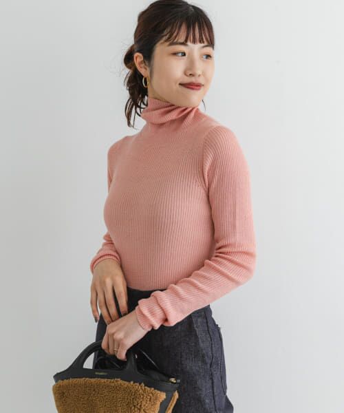 ＊＊URBAN RESEARCH ROSSO / アーバンリサーチ ロッソ ニット・セーター | F by ROSSO　ウォッシャブルシアーリブタートルニット（PINK）
