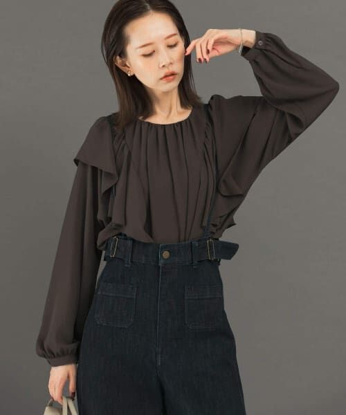 ＊＊URBAN RESEARCH ROSSO / アーバンリサーチ ロッソ シャツ・ブラウス | フリルラッフルブラウス（brown）