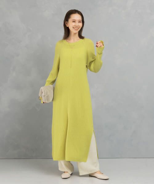 セール】 ヤク混サイドスリット畦ニットワンピース （ワンピース