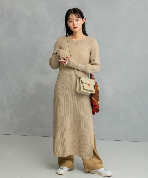 URBAN RESEARCH ROSSO 片畦袖柄編みニットワンピース URBAN RESEARCH ROSSO WOMEN（アーバンリサーチ ロッソ）の「片