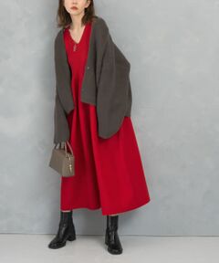 フォルムシルエットVネックリブワンピース