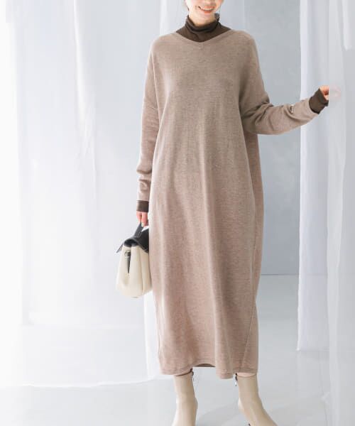 UNTITLED ウール混　ワンピース46 scdr24240l_platinum_front2.jpg