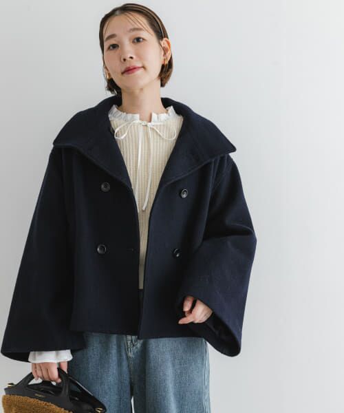 【美品】アーバンリサーチ ROSSO ソフトダブルクロスノーカラーコート ベルト アーバンリサーチ ロッソ ソフトダブルクロスノーカラーコート