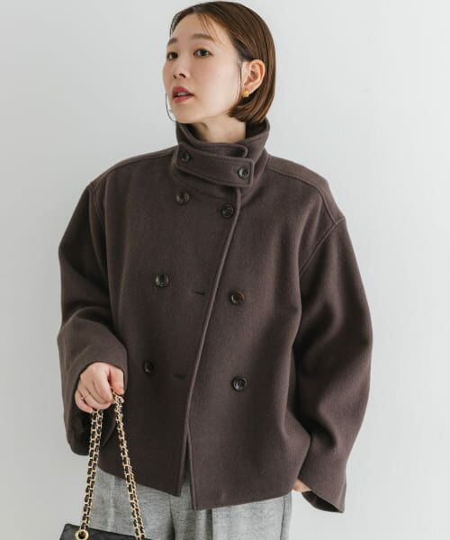 美品✨レリアン ロロピアーナ ショートコート ダブル アンゴラ混 大きいサイズ TALLサイズ〕アンゴラウール Aラインショートコート（76-15WE03
