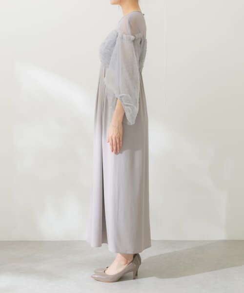 【未使用品】URBAN RESEARCH バックオープン楊柳シアードレス URBAN RESEARCH ROSSO シアーレース可憐サックスブルードレス (M