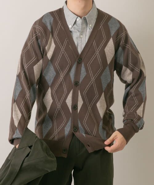 ＊＊URBAN RESEARCH ROSSO / アーバンリサーチ ロッソ カーディガン・ボレロ | 『WEB限定』アーガイルニットカーディガン（BROWN）