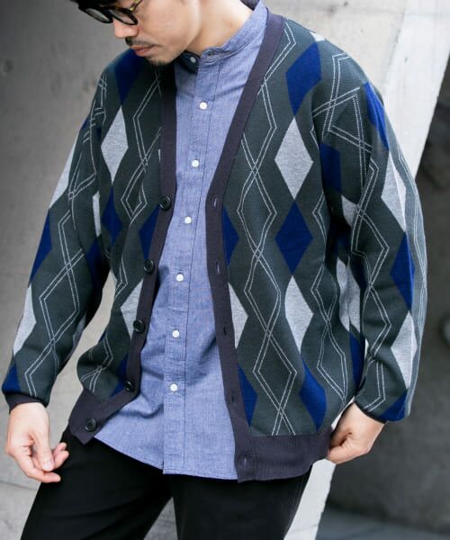 ＊＊URBAN RESEARCH ROSSO / アーバンリサーチ ロッソ カーディガン・ボレロ | 『WEB限定』アーガイルニットカーディガン（GREEN）