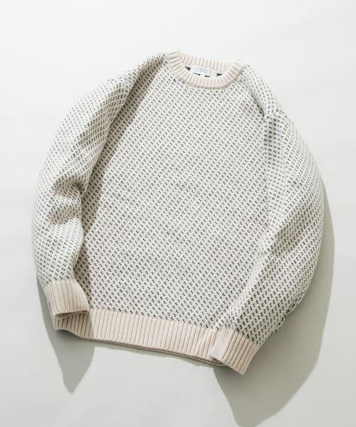 ＊＊URBAN RESEARCH ROSSO / アーバンリサーチ ロッソ ニット・セーター | 『XLサイズあり』バーズアイ柄クルーネックニット（IVORY）
