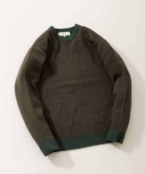 ＊＊URBAN RESEARCH ROSSO / アーバンリサーチ ロッソ ニット・セーター | 『XLサイズあり』ヘリンボーン柄クルーネックニット（KHAKI）