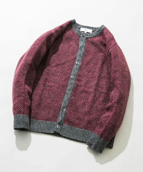 ＊＊URBAN RESEARCH ROSSO / アーバンリサーチ ロッソ カーディガン・ボレロ | 『XLサイズあり』ヘリンボーン柄クルーニットカーディガン（GRAY）