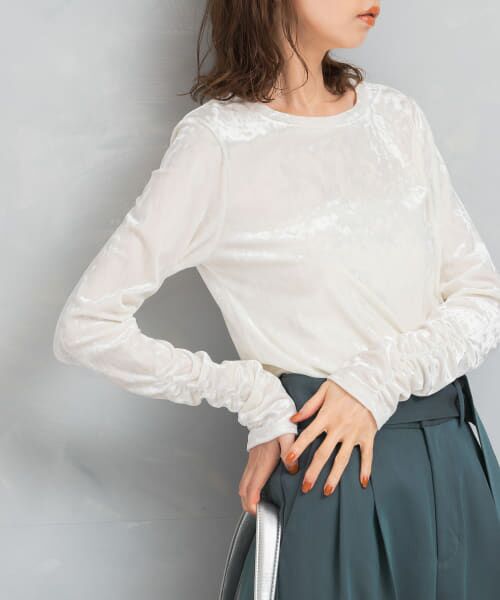 ＊＊URBAN RESEARCH ROSSO / アーバンリサーチ ロッソ Tシャツ | 『WEB限定』クラッシュベロアシャーリングカットソー（WHITE）