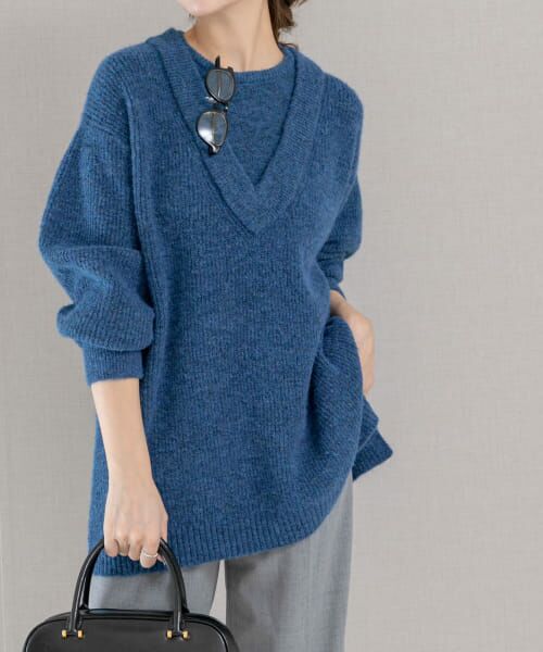 ＊＊URBAN RESEARCH ROSSO / アーバンリサーチ ロッソ ニット・セーター | レイヤードデザインニット（blue）