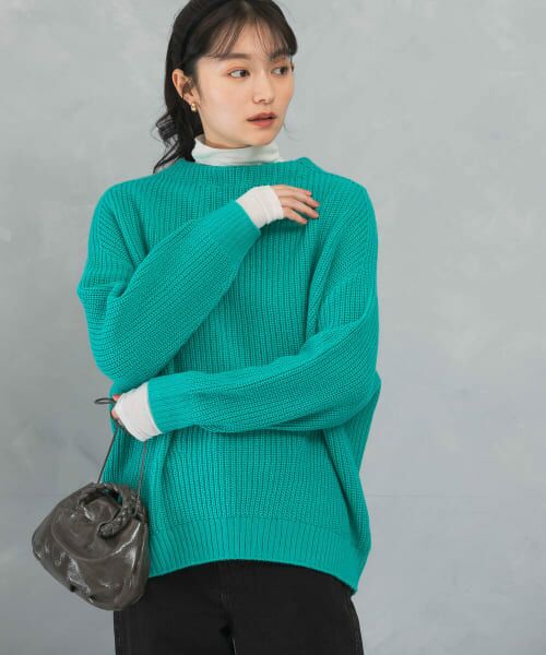 ＊＊URBAN RESEARCH ROSSO / アーバンリサーチ ロッソ ニット・セーター | ボートネックバックスリット畦ニット（MINT）