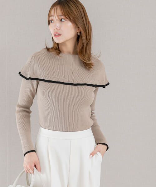 ＊＊URBAN RESEARCH ROSSO / アーバンリサーチ ロッソ ニット・セーター | 2wayネックバイカラーケープニット（BEIGE）