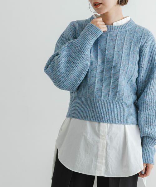 ＊＊URBAN RESEARCH ROSSO / アーバンリサーチ ロッソ ニット・セーター | F by ROSSO　ラメノットヤーンショートニット（BLUE）