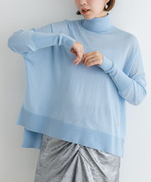 ＊＊URBAN RESEARCH ROSSO / アーバンリサーチ ロッソ ニット・セーター | F by ROSSO　ウォッシャブル抗ピルタートルニット（AQUA BLUE）