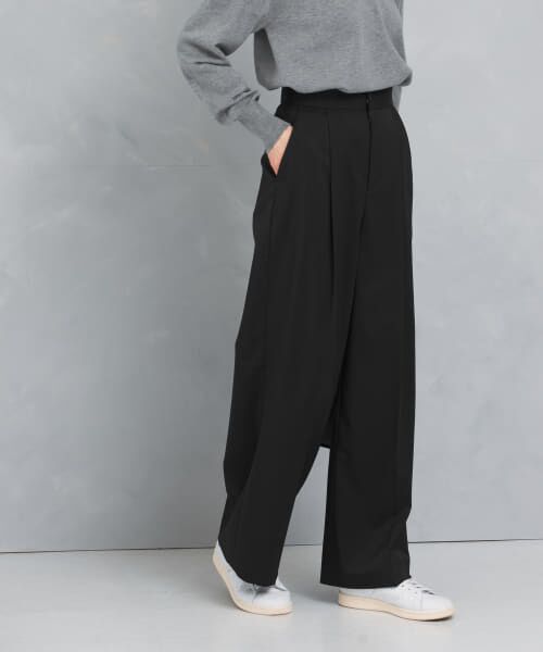 ＊＊URBAN RESEARCH ROSSO / アーバンリサーチ ロッソ その他パンツ | ハイウエストワイドスラックス（BLACK）