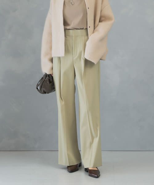 ＊＊URBAN RESEARCH ROSSO / アーバンリサーチ ロッソ その他パンツ | ハイウエストワイドスラックス（LIME）