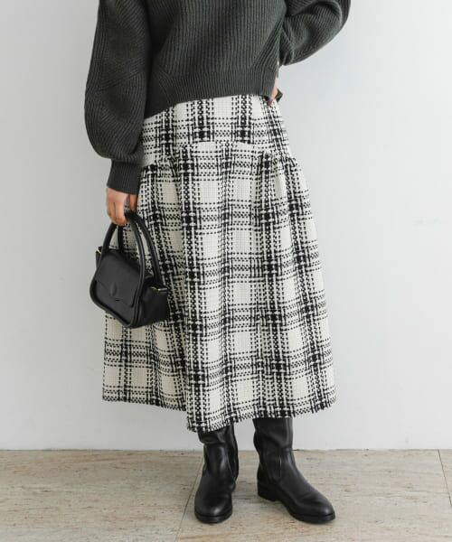 ＊＊URBAN RESEARCH ROSSO / アーバンリサーチ ロッソ スカート | F by ROSSO　ツイードチェックスカート（OFF WHITE）