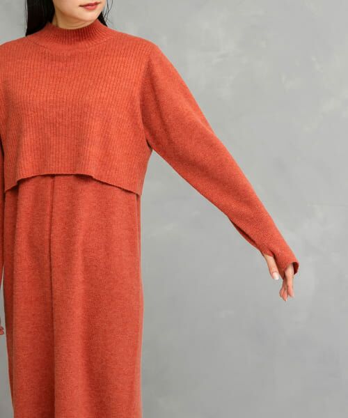 【美品】アーバンリサーチ 　サマーニットワンピース　ワインレッド URBAN RESEARCH ROSSO（アーバンリサーチロッソ）の「リブ