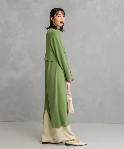 最終値引き！美品です！ロロピアーナ【 リネンシルクニット 】ワンピース ABITOKYO ワンピース レイヤード風センターラインロングニット