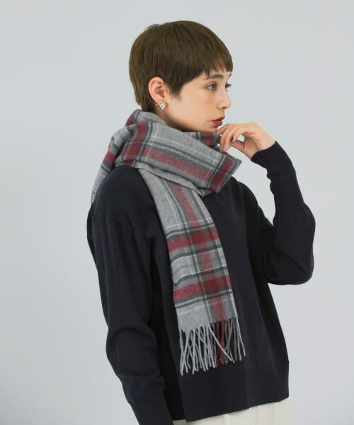 ＊＊URBAN RESEARCH ROSSO / アーバンリサーチ ロッソ マフラー・ショール・スヌード・ストール | カシミヤチェックマフラー（GRAY）
