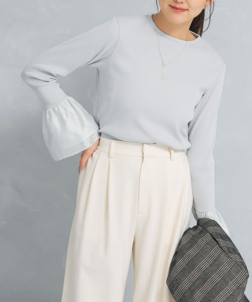 ＊＊URBAN RESEARCH ROSSO / アーバンリサーチ ロッソ Tシャツ | フレアスリーブドッキングプルオーバー（GRAY）