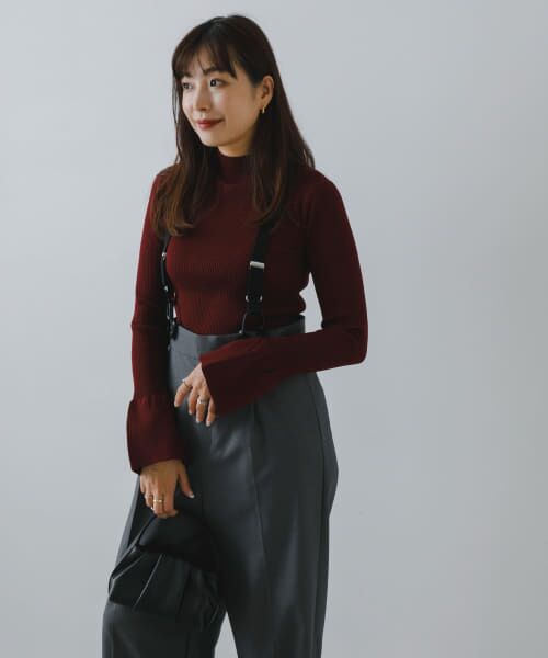 ＊＊URBAN RESEARCH ROSSO / アーバンリサーチ ロッソ ニット・セーター | F by ROSSO　ウォッシャブル袖フリルコンパクトニット（BORDEAUX）