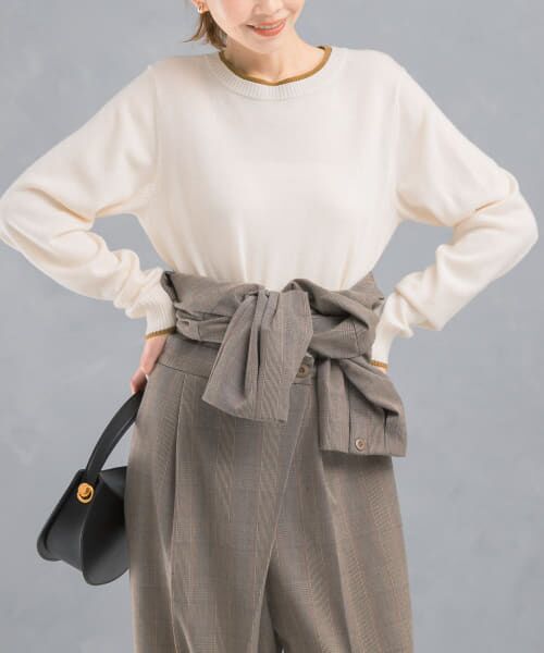 ＊＊URBAN RESEARCH ROSSO / アーバンリサーチ ロッソ ニット・セーター | バイカラーコンパクトニット（OFF×GOLD）