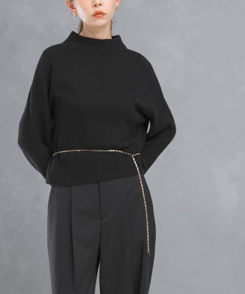 ＊＊URBAN RESEARCH ROSSO / アーバンリサーチ ロッソ ニット・セーター | ショートハイネックホールニット（black）