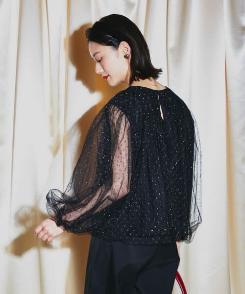 ＊＊URBAN RESEARCH ROSSO / アーバンリサーチ ロッソ シャツ・ブラウス | ラメチュールギャザーブラウス（BLACK×GLD）