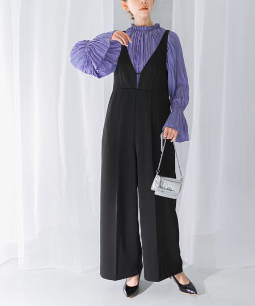 セール】 ワイドパンツデザインオールインワン （サロペット