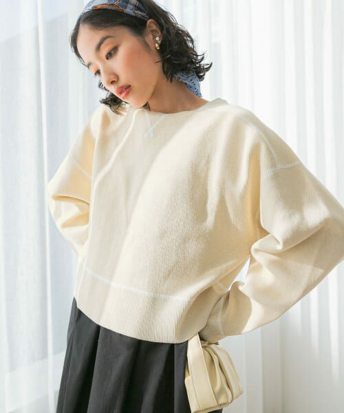 ＊＊URBAN RESEARCH ROSSO / アーバンリサーチ ロッソ ニット・セーター | スウェットライクラメニット（BEIGE）