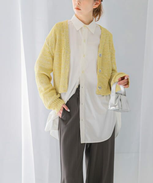 ＊＊URBAN RESEARCH ROSSO / アーバンリサーチ ロッソ カーディガン・ボレロ | ラメミックスショートカーディガン（YELLOW）