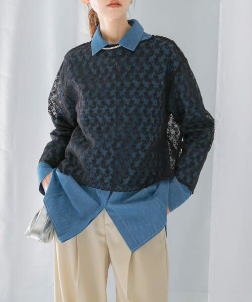 ＊＊URBAN RESEARCH ROSSO / アーバンリサーチ ロッソ シャツ・ブラウス | エンブロイダリーシアートップス（black）