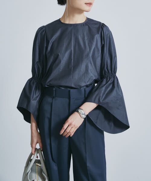 ＊＊URBAN RESEARCH ROSSO / アーバンリサーチ ロッソ シャツ・ブラウス | ギャザースリーブブラウス（NAVY）