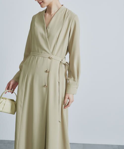 ＊＊URBAN RESEARCH ROSSO / アーバンリサーチ ロッソ ワンピース | カシュクールデザインボタンワンピース（BEIGE）