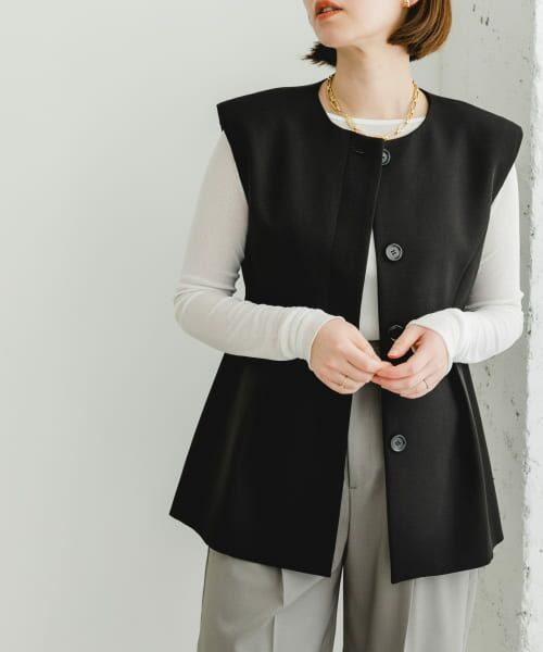 れーな0804ページ セール】 F by ROSSO ノーカラーペプラムジレ （その他アウター