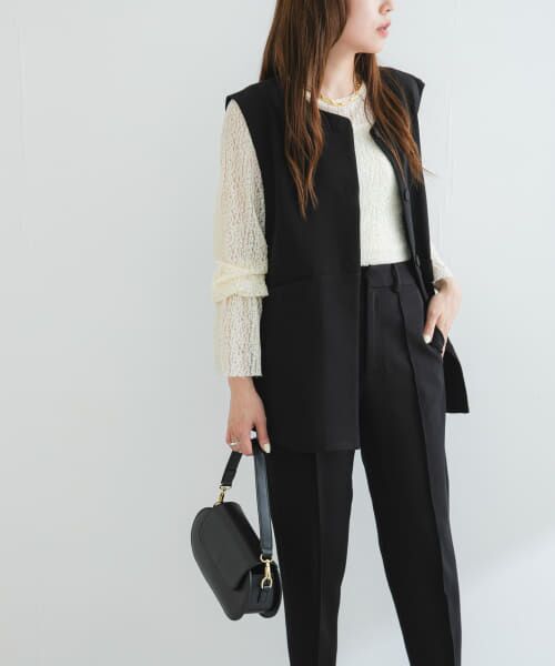 ＊＊URBAN RESEARCH ROSSO / アーバンリサーチ ロッソ セットアップ | F by ROSSO　ペプラムジレ+テーパードパンツ（BLACK）