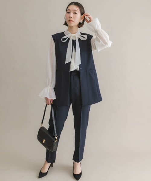 ＊＊URBAN RESEARCH ROSSO / アーバンリサーチ ロッソ セットアップ | F by ROSSO　ペプラムジレ+テーパードパンツ（NAVY）