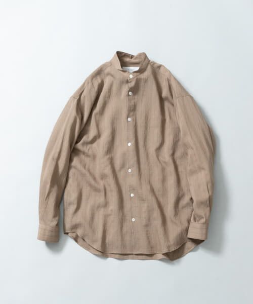 ＊＊URBAN RESEARCH ROSSO / アーバンリサーチ ロッソ シャツ・ブラウス | 『WEB限定』ストライプバンドカラーリラックスシャツ（MOCHA）