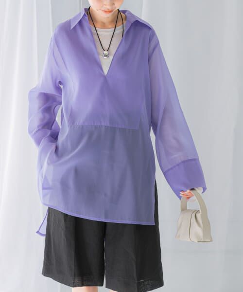 ＊＊URBAN RESEARCH ROSSO / アーバンリサーチ ロッソ シャツ・ブラウス | シアースキッパーロングシャツ（blue）